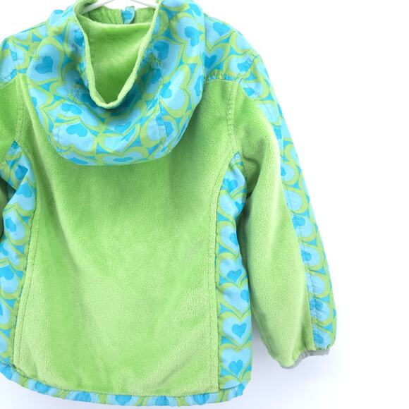 Carters Girl Toddler Reversible Jacket Green & Blue Geometric Heart Pattern 4T - Picture 10 of 10